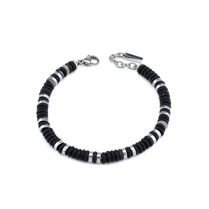 Boccadamo - Bracciale Uomo - Agata Nera - Ematite Rodio
