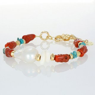 Nivy - Bracciale Con Perle Barocche - Corallo Vero