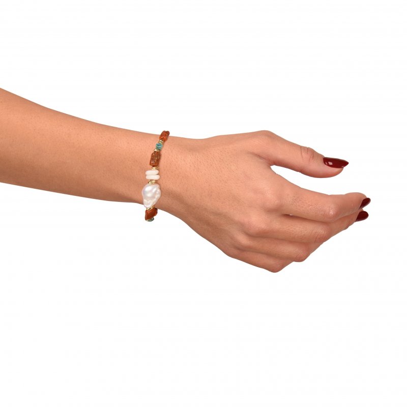 Nivy - Bracciale Con Perle Barocche - Corallo Vero