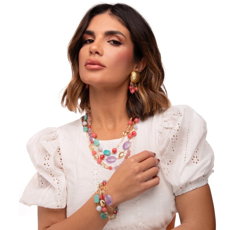 Nivy - Collana Tre Giri - Argento - Pietre