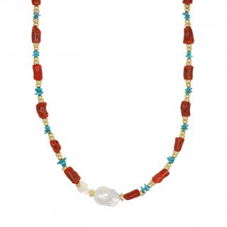 Nivy - Collana Nereide - Perle Barocche - Corallo Vero