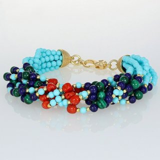 Nivy - Bracciale Multifilo - Corallo - Pietre A Perline
