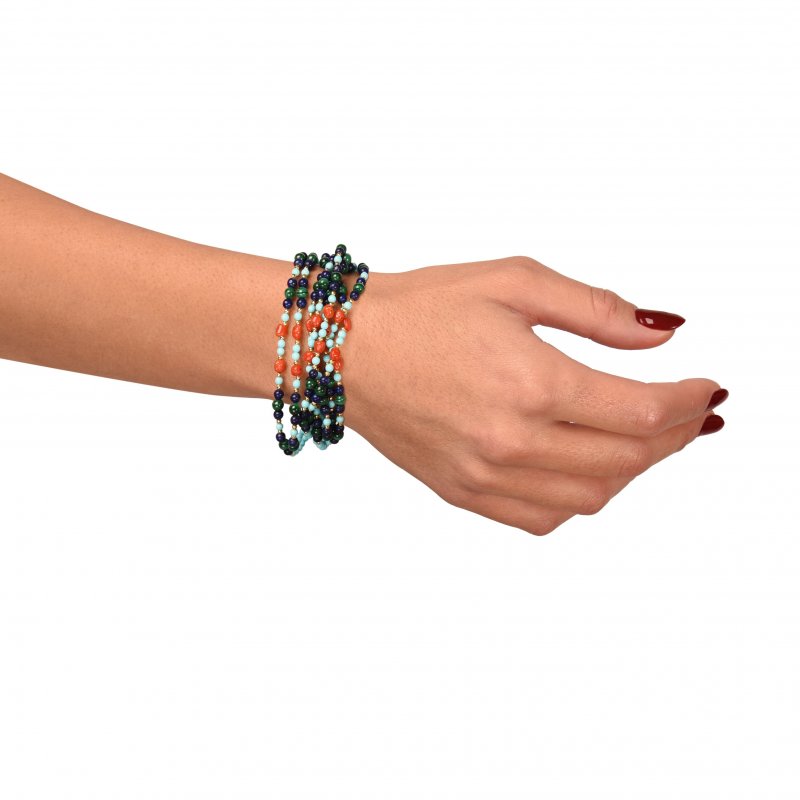 Nivy - Bracciale Multifilo - Corallo - Pietre A Perline
