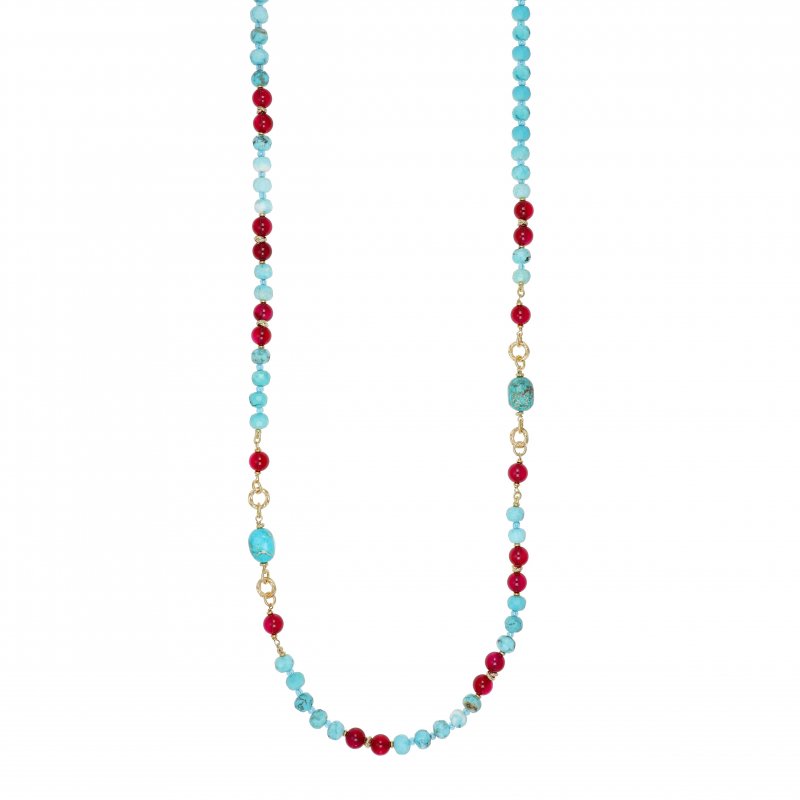 Nivy - Collana Lunga Agata E Turchese - Eleganza E Colore