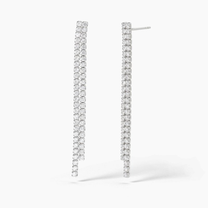 Mabina - Orecchini In Argento 925 Zirconi - Doppia Fila