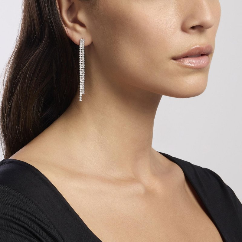 Mabina - Orecchini In Argento 925 Zirconi - Doppia Fila