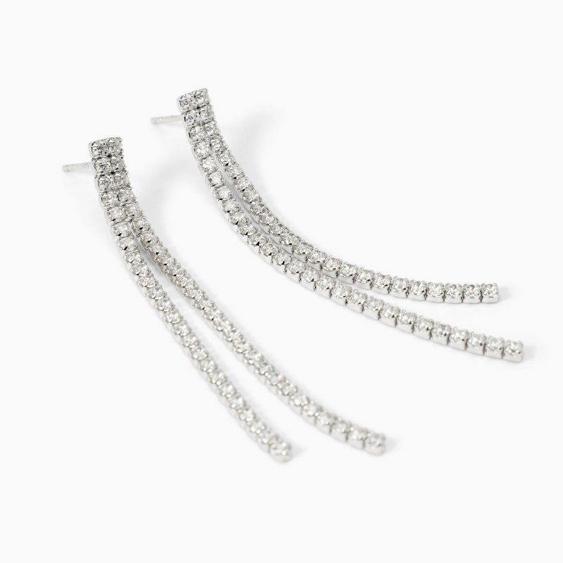 Mabina - Orecchini In Argento 925 Zirconi - Doppia Fila