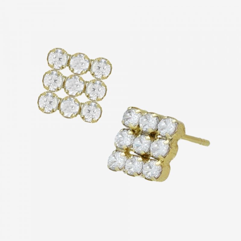 Victoria Cruz - Orecchini Quadrati - Cristallo Bianco - Halo