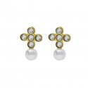 Victoria Cruz - Orecchini Croce - Cristallo Bianco - Argento