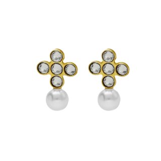 Victoria Cruz - Orecchini Croce - Cristallo Bianco - Argento