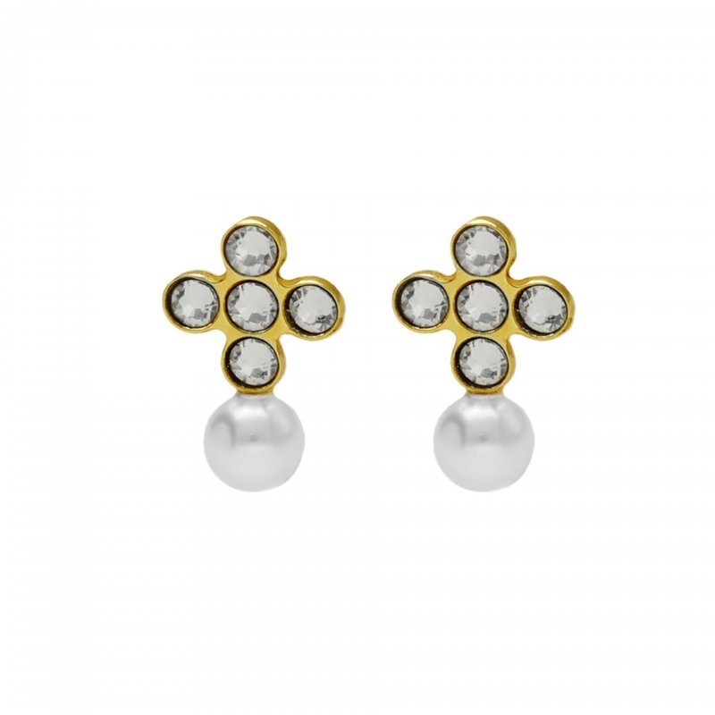 Victoria Cruz - Orecchini Croce - Cristallo Bianco - Argento