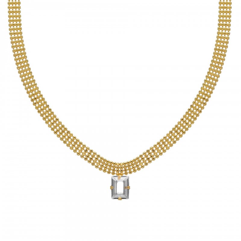 Victoria Cruz - Collana Rete - Cristallo Bianco - Argento