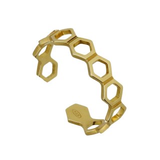 Victoria Cruz - Anello Esagonale - Argento - Placcato Oro