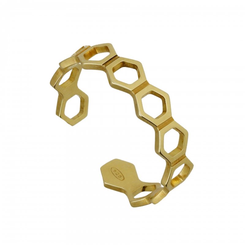 Victoria Cruz - Anello Esagonale - Argento - Placcato Oro