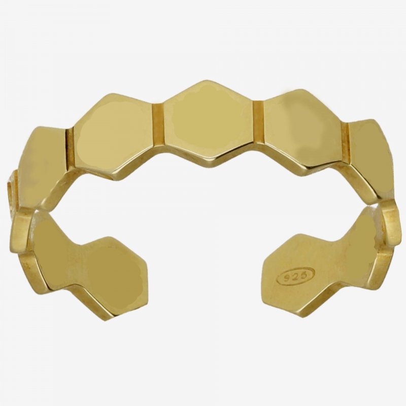 Victoria Cruz - Anello Esagonale - Argento Placcato Oro