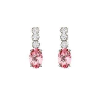 Victoria Cruz - Orecchini Bonjour - Cristalli Rosa - Argento