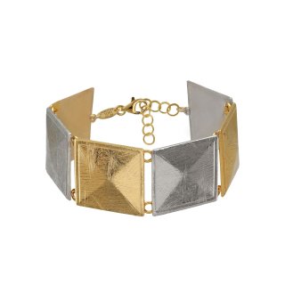 Victoria Cruz - Bracciale Quadrato - Argento - Oro E Rodio
