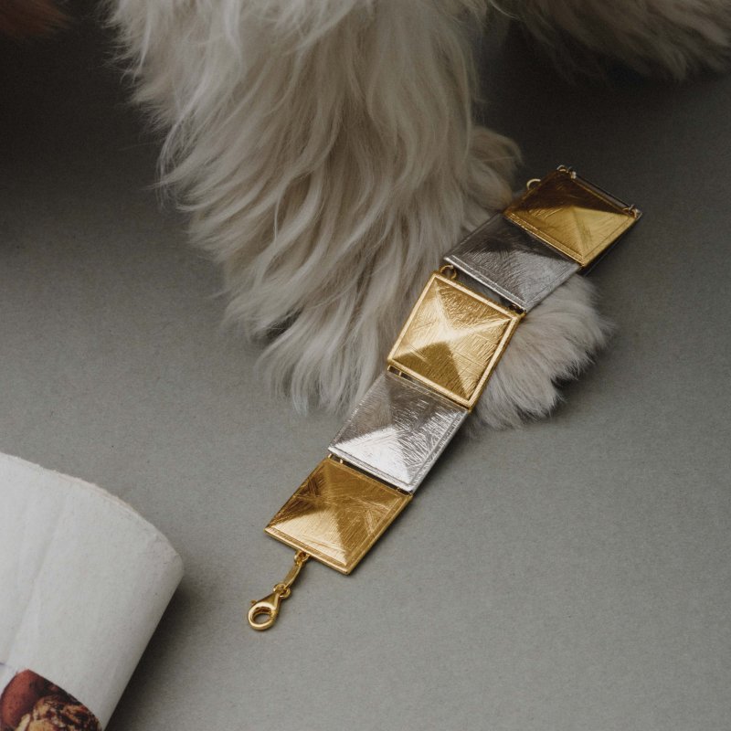 Victoria Cruz - Bracciale Quadrato - Argento - Oro E Rodio