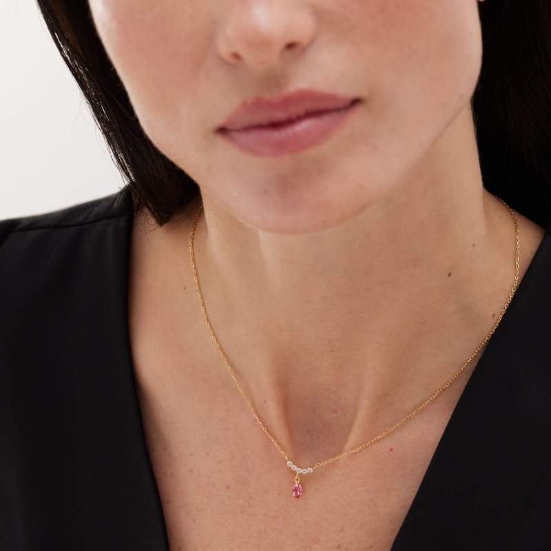 Victoria Cruz - Collana Arco Bonjour - Cristalli Rosa