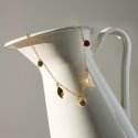 Victoria Cruz - Collana Corta Foglia - Cristallo Multicolore - Argento Placcato Oro