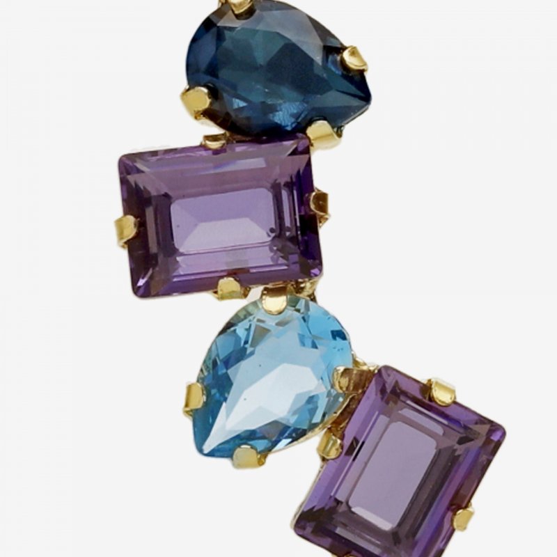 Victoria Cruz - Orecchini Corti - Vetro Viola - Argento