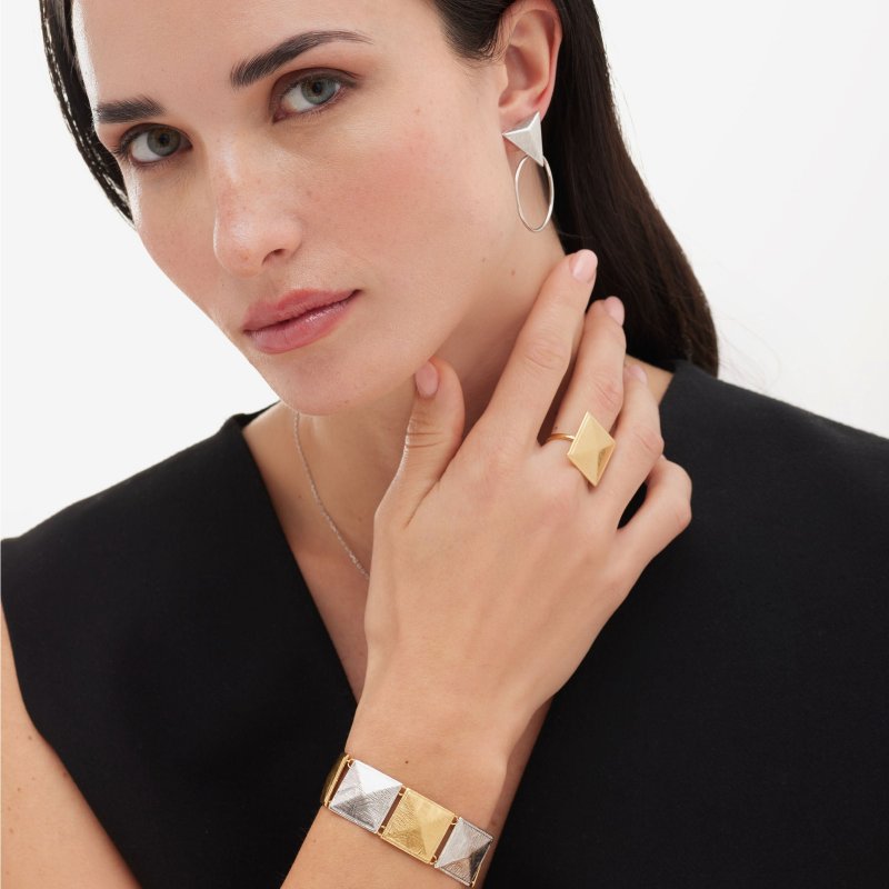 Victoria Cruz - Orecchini Corti - Argento - Quadrati
