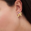Victoria Cruz - Orecchini Foglia - Cristallo Viola - Argento