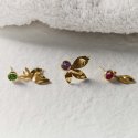 Victoria Cruz - Orecchini Foglia - Cristallo Viola - Argento