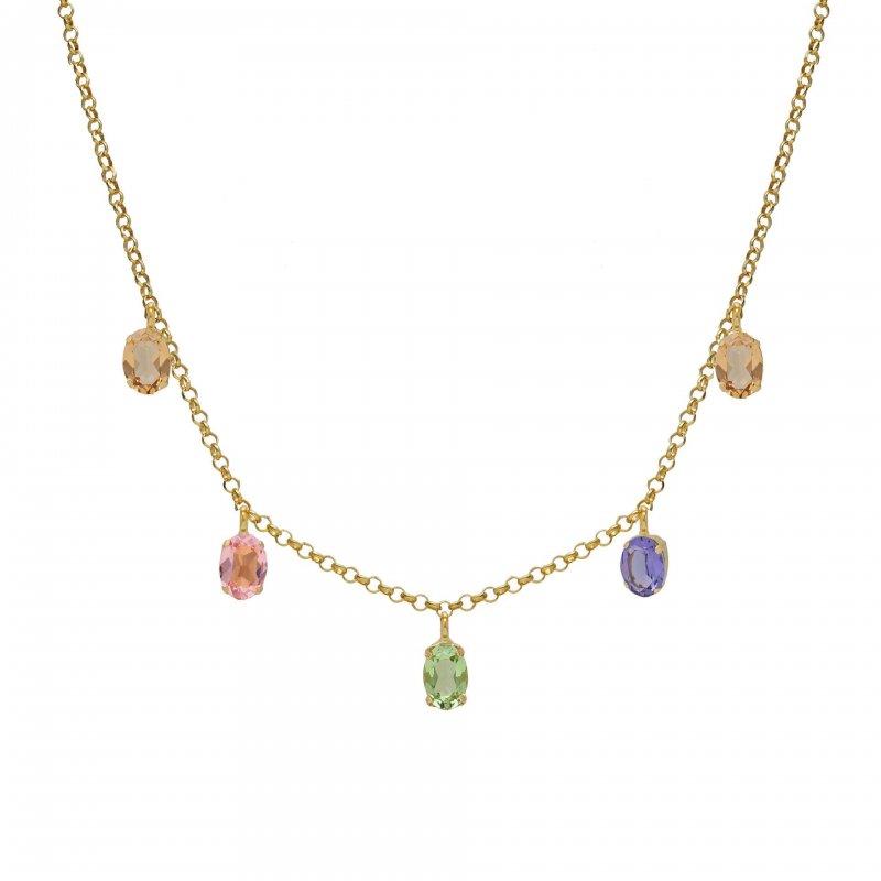 Victoria Cruz - Collana God Morgen - Cristallo Multicolore - Argento