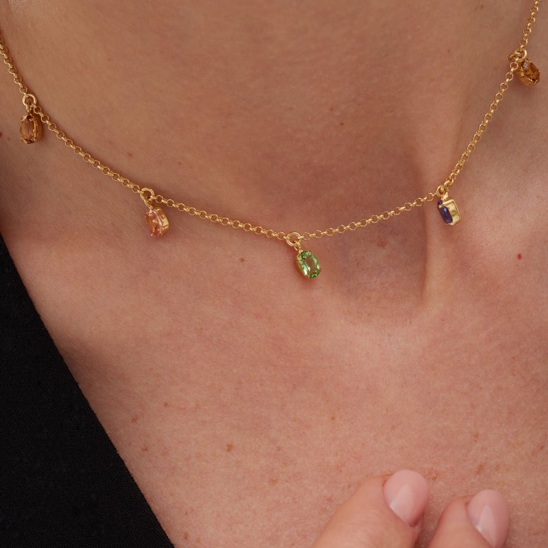 Victoria Cruz - Collana God Morgen - Cristallo Multicolore - Argento