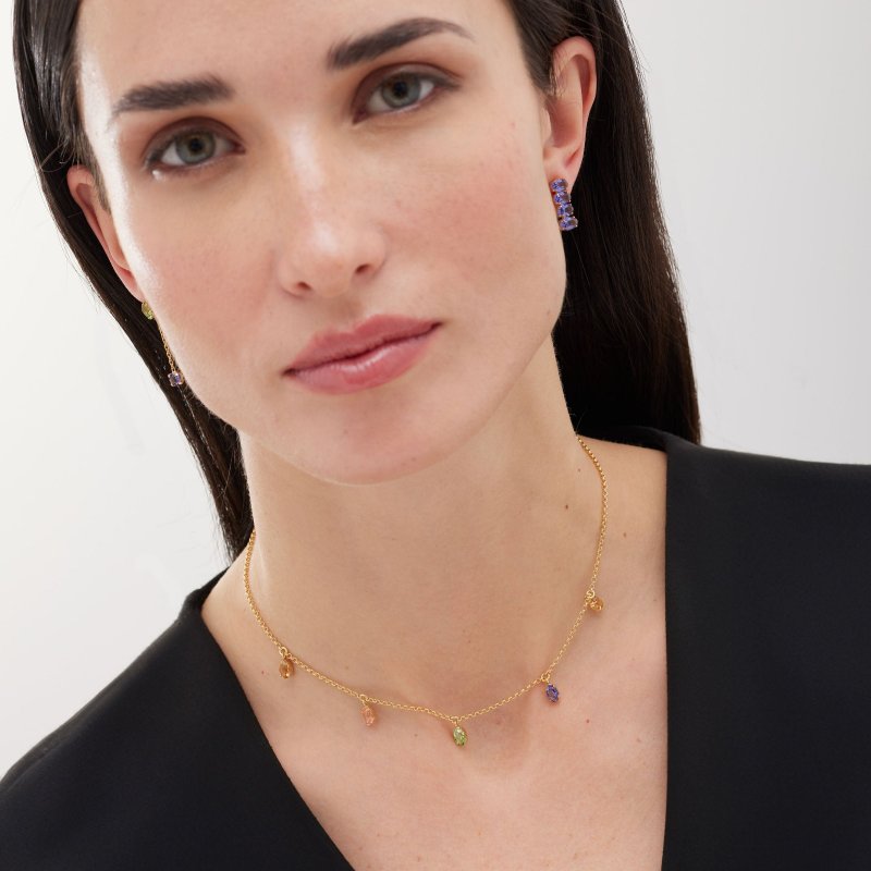 Victoria Cruz - Collana God Morgen - Cristallo Multicolore - Argento