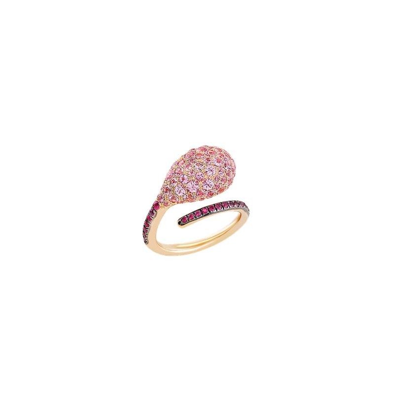 Chantecler - Anello Joyful - Oro Rosa E Zaffiri Rosa
