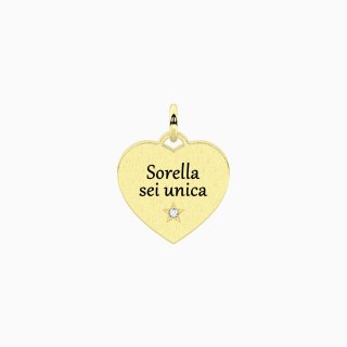 Kidult - Ciondolo Cuore - Acciaio Satinato - Cristallo