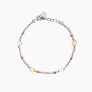Mabina - Bracciale Rosa Multicolor - Cuori E Argento