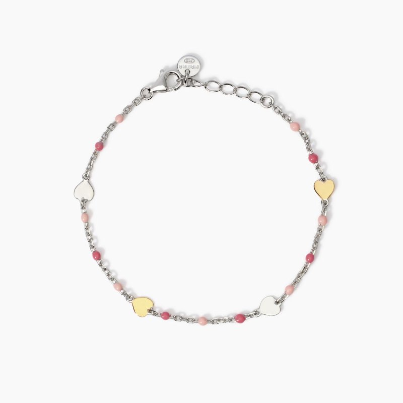Mabina - Bracciale Rosa Multicolor - Cuori E Argento