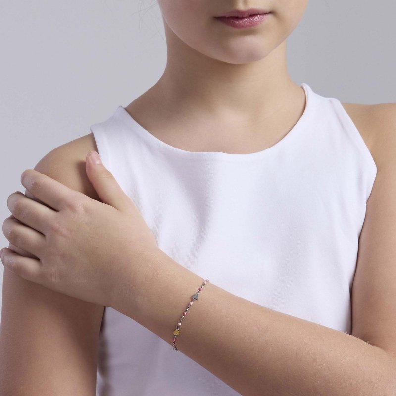 Mabina - Bracciale Rosa Multicolor - Cuori E Argento