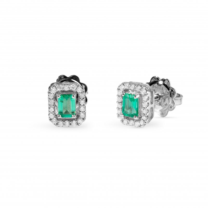 Salvini - Orecchini Mini Dora - Oro Bianco - Diamante/Smeraldo