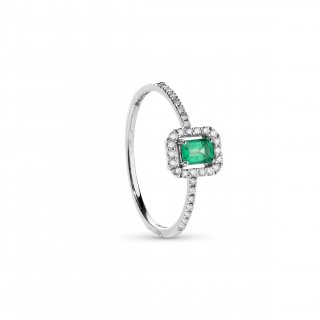 Salvini - Anello Mini Dora Forme - Oro Bianco - Diamante/Smeraldo