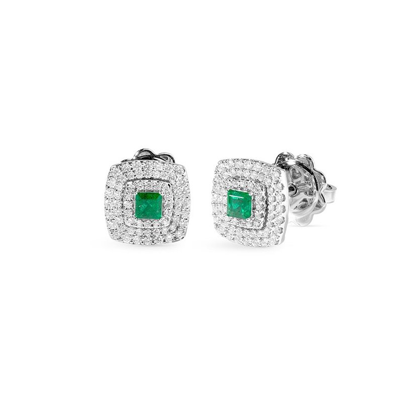 Salvini - Orecchini Oro Bianco - Diamante E Smeraldo
