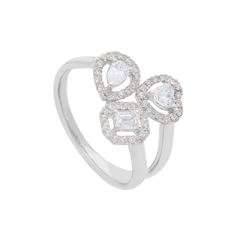 Songa Antonio - Anello Solitario - Oro Bianco - Diamanti