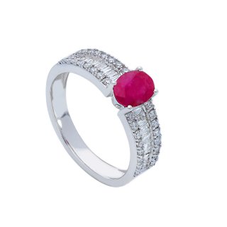 Songa Antonio - Anello Solitario - Oro Bianco - Rubino
