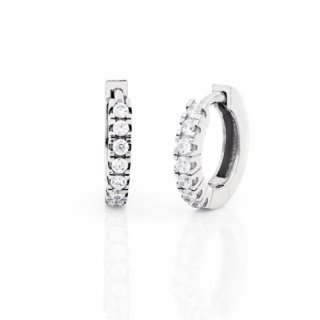 Orecchini A Cerchio Mini In Argento Bianco E Zirconi