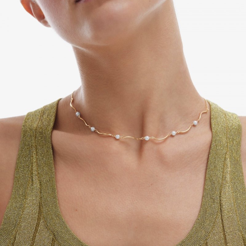 Victoria Cruz - Collana Corta - Perle - Argento