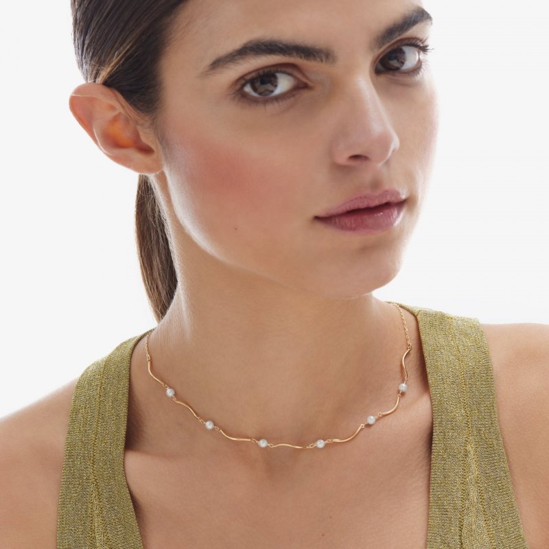 Victoria Cruz - Collana Corta - Perle - Argento