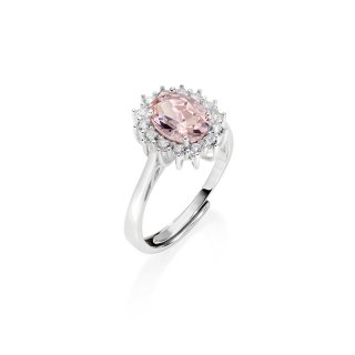 Amen - Anello Adattabile Royal Lady - Morganite - Argento