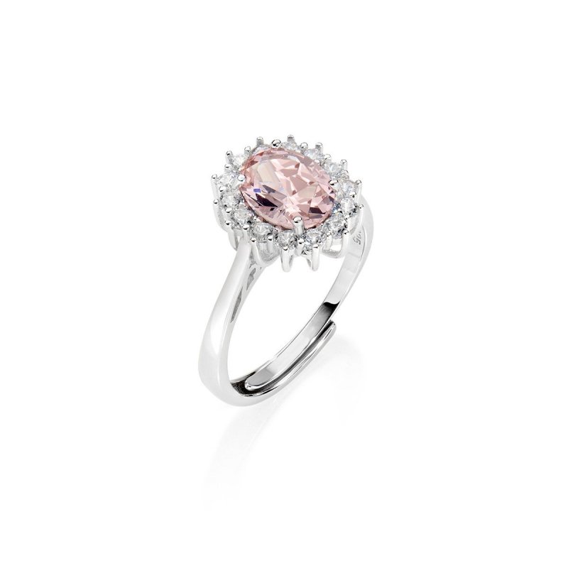 Amen - Anello Adattabile Royal Lady - Morganite - Argento