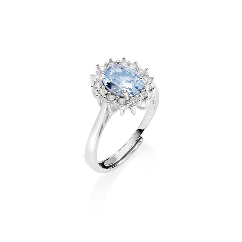 Amen - Anello Royal Lady - Zircone Acquamarina - Donna
