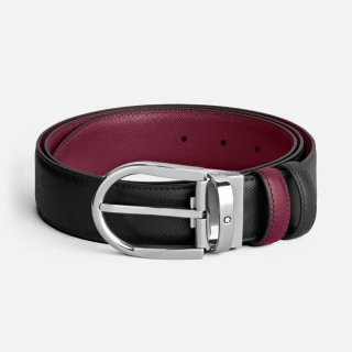 Montblanc - Cintura Reversibile 35 Mm - Pelle Nera/Cassis