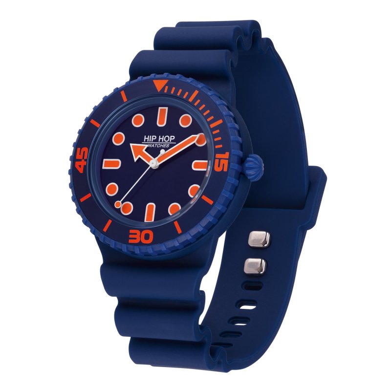 Hip Hop - Master - Silicone Arancione - Quadrante Blu