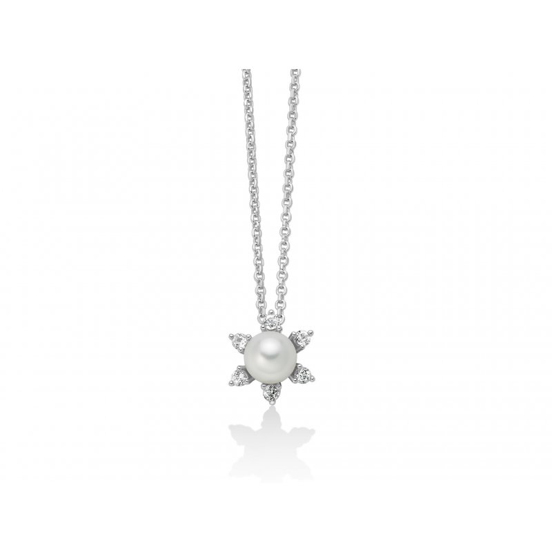Miluna - Collana Unica - Perla Oriente - Argento 925
